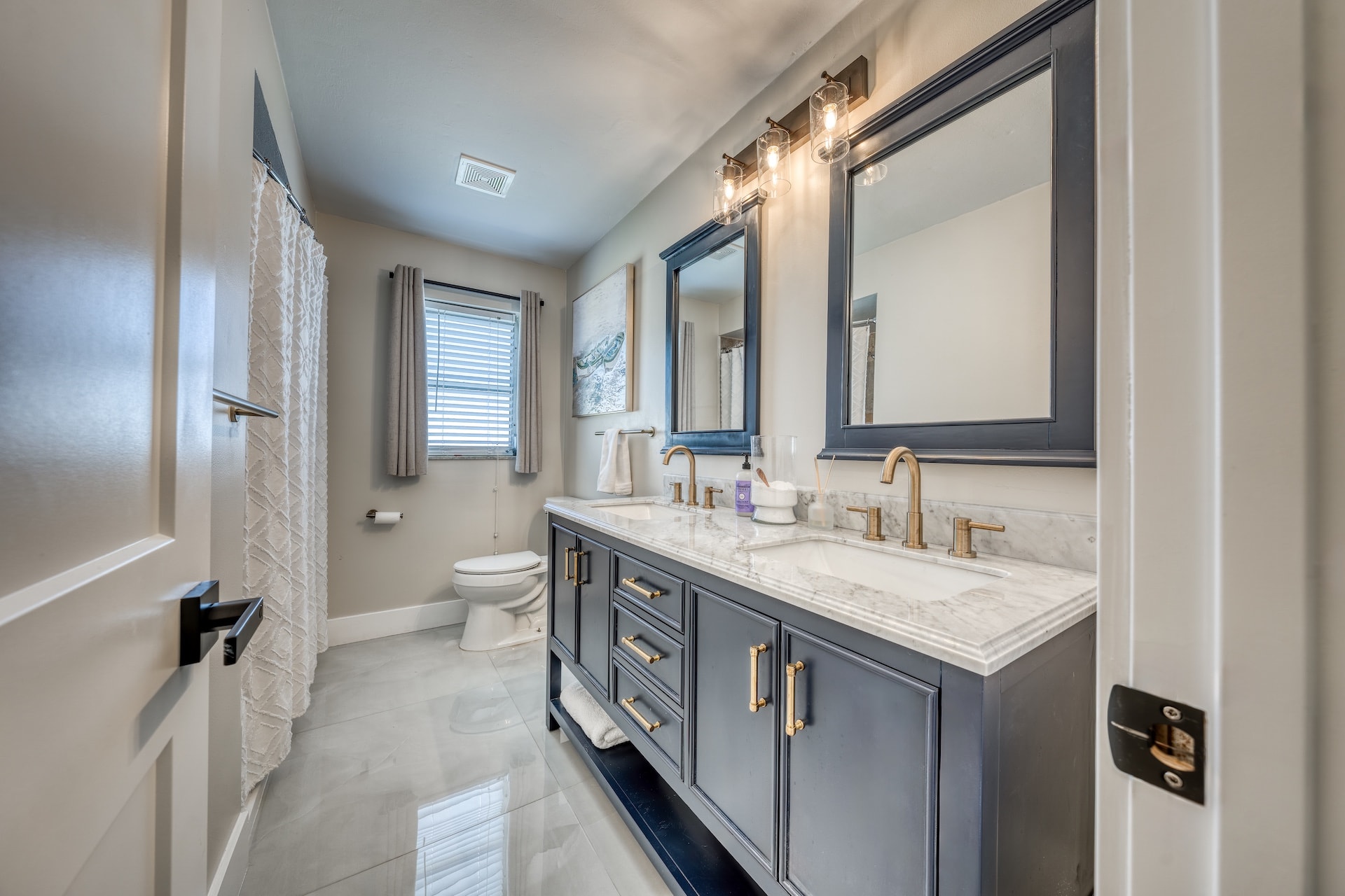 Master bathroom with dual vanity