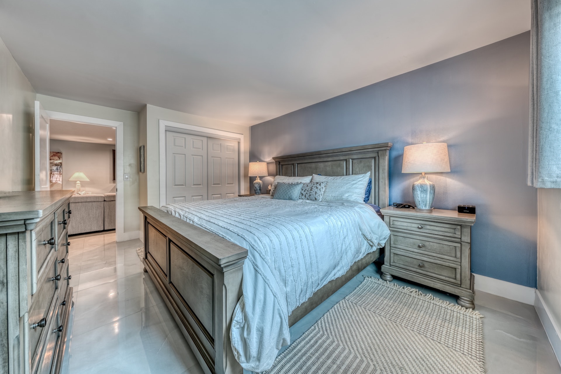 Modern master bedroom with ensuite bathroom