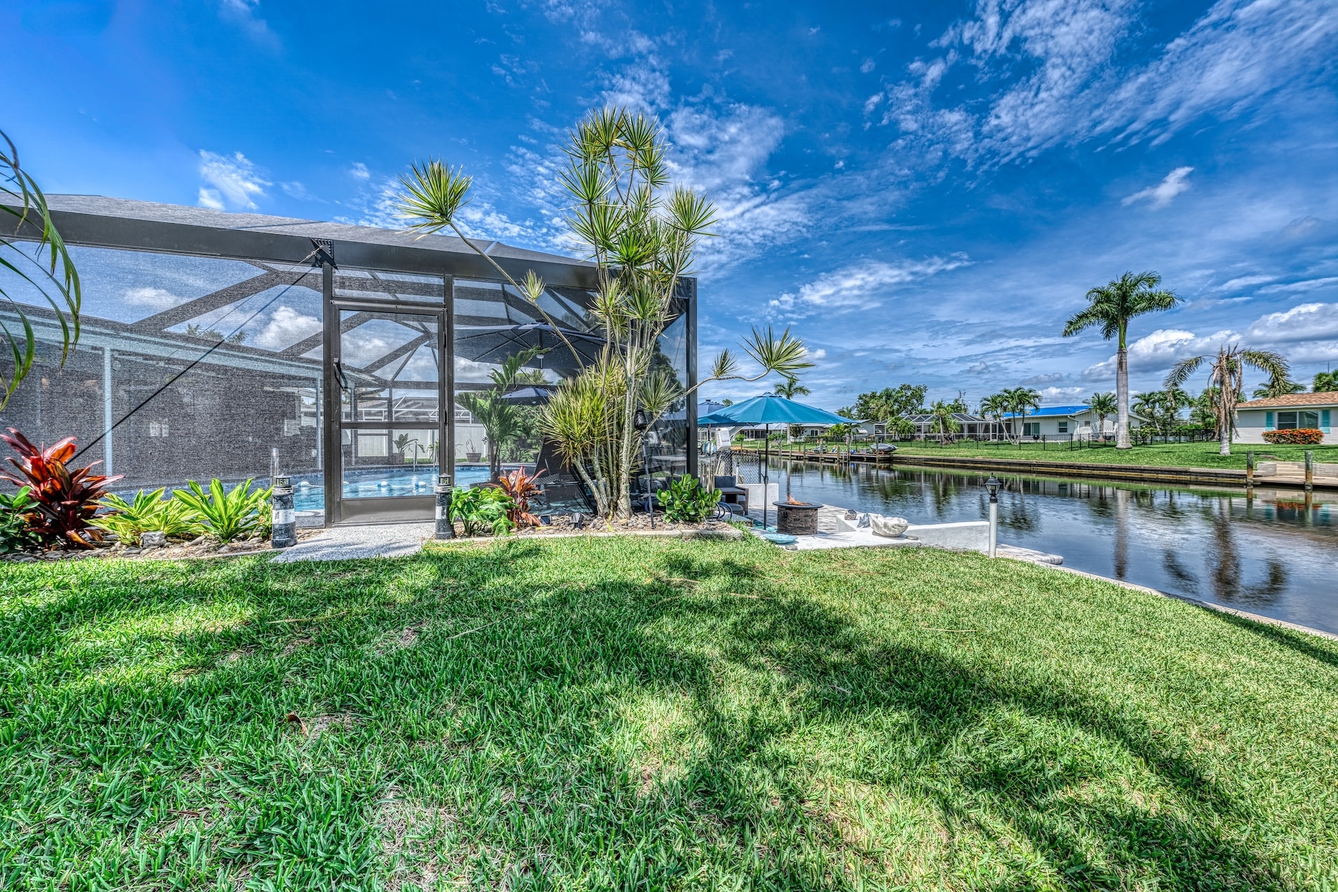 Waterfront home with pool and lanai